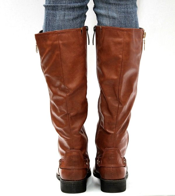 cognac over the knee riding boots