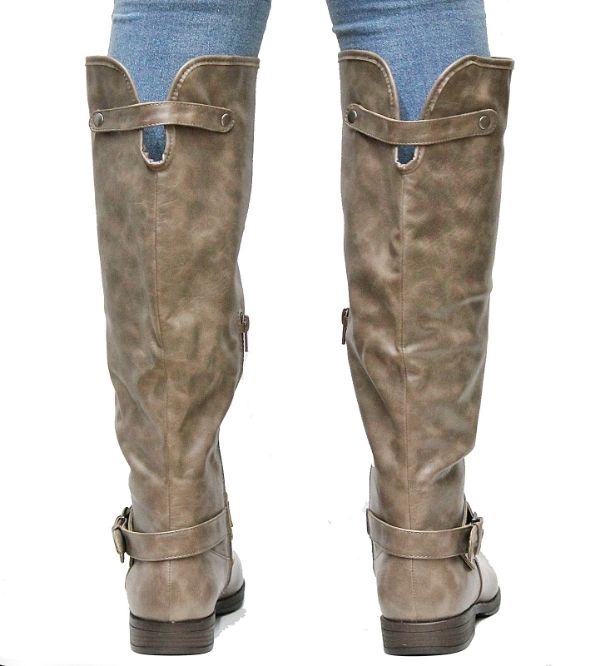 taupe knee high boots no heel