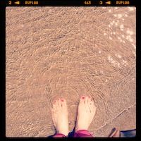 bare feet in Lake Michigan