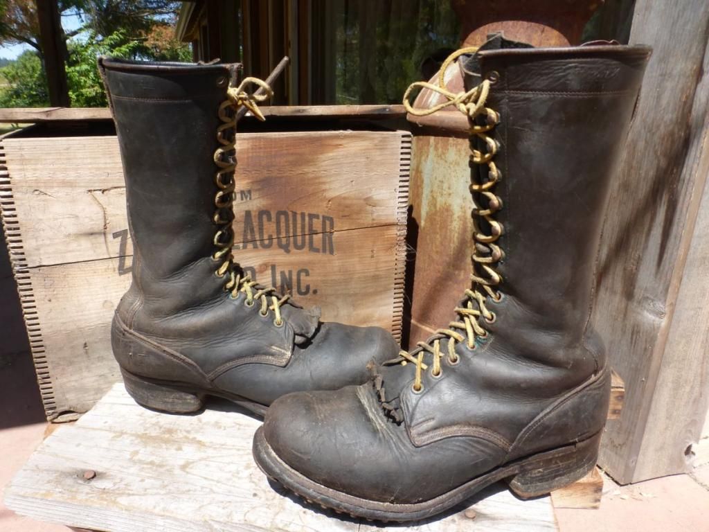 VINTAGE CURRINS SPECIAL HAND MADE LOGGER CORKS CAULKED BOOTS SZ 10 EE