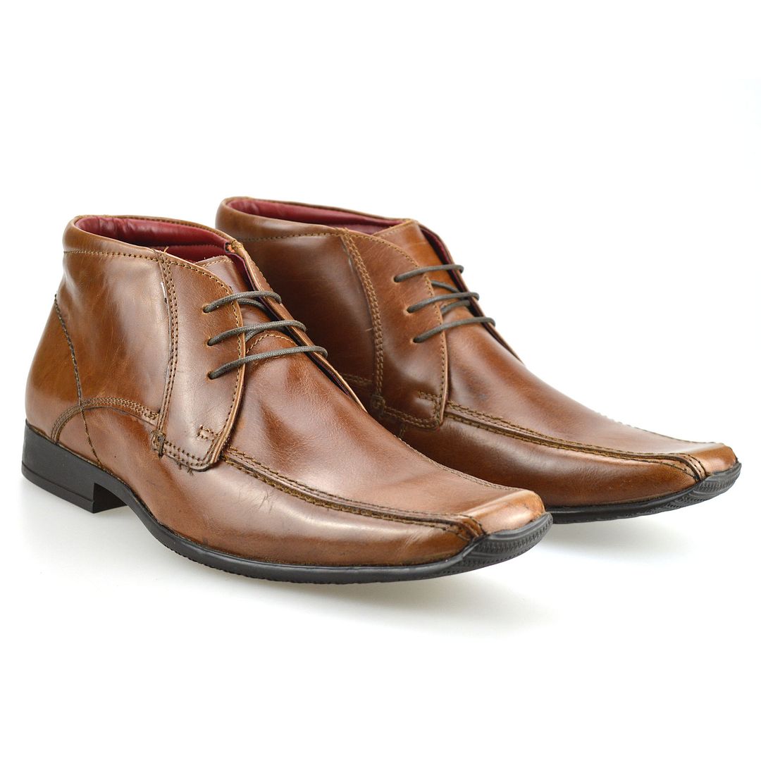 Mens New Leather Lace Up Smart Chelsea Dealer Work Ankle Biker Boots