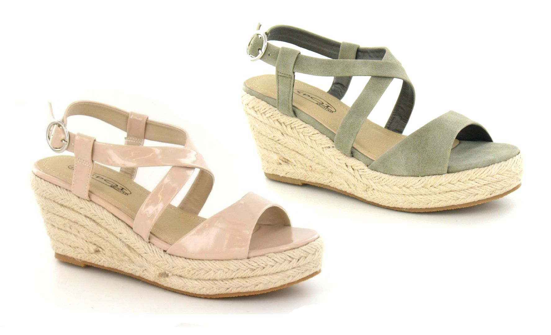 Ladies Womens New Mid Wedge Heel Espadrille Slingback Strappy Sandals