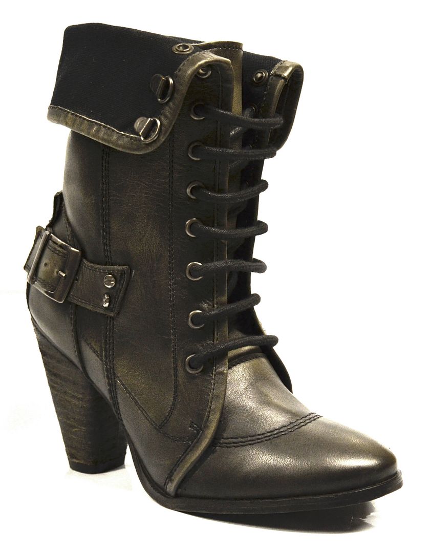 heeled military ankle boots