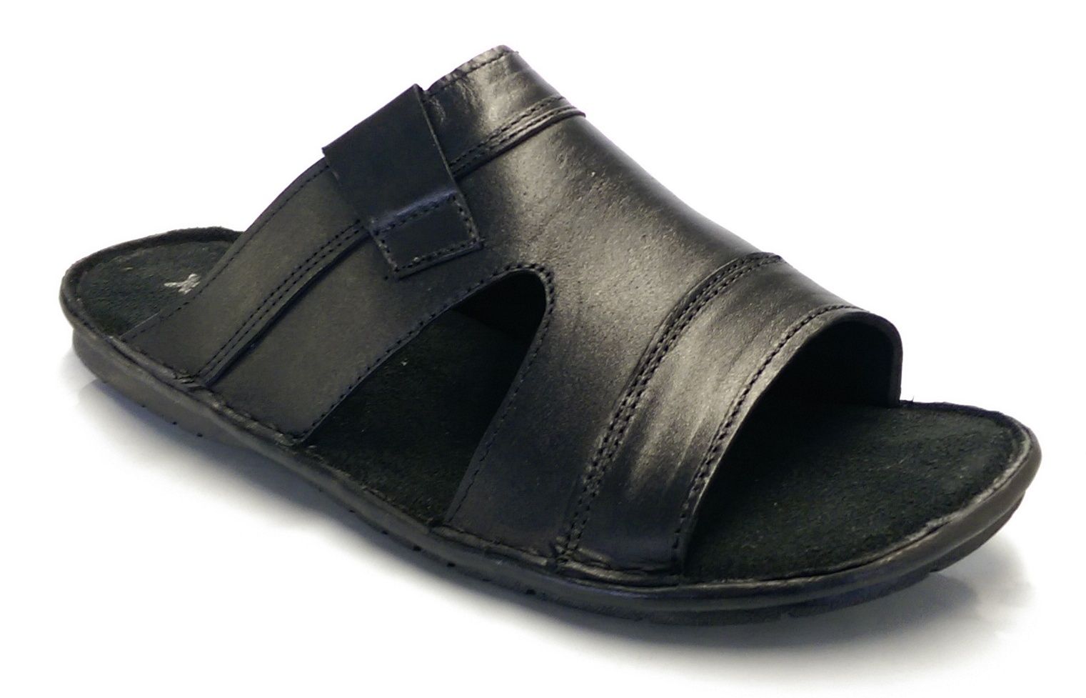 Mens New Real Soft Leather Slip On Walking Summer Beach Mules Sandals