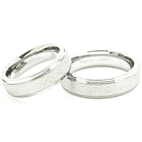 ... Matching Ring Set - 6mm Silver Celtic Knot Tungsten Wedding Rings
