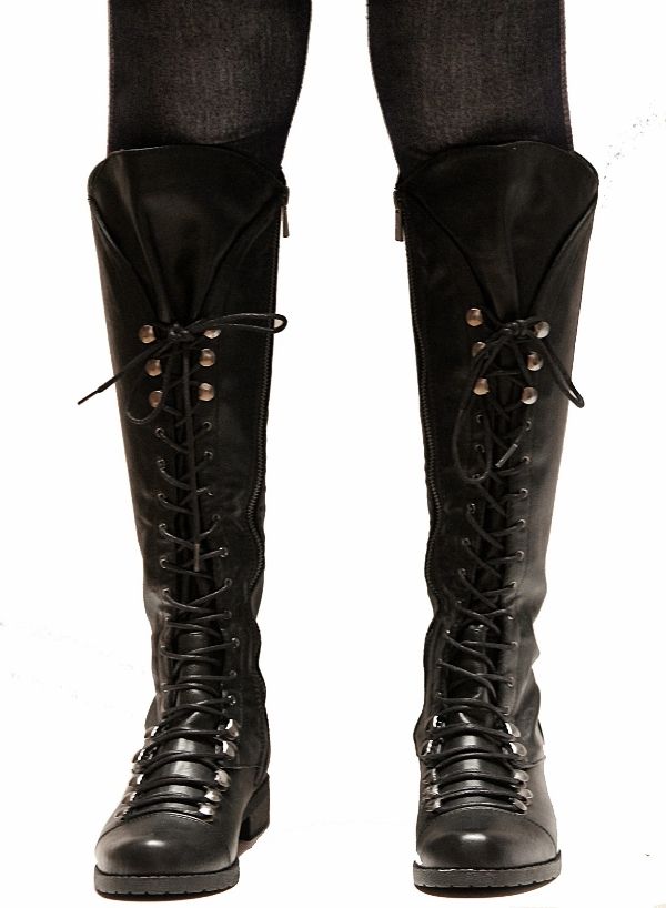 New Women Jc71 Black Combat Military Knee High Lace Boots US Sz 5.5 to ...