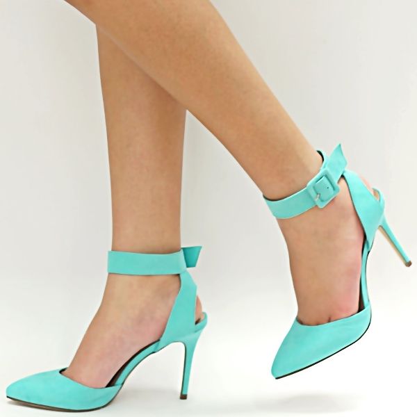 New Women OMa Mint Green Pointed Toe Ankle Strap Stiletto Pump High ...