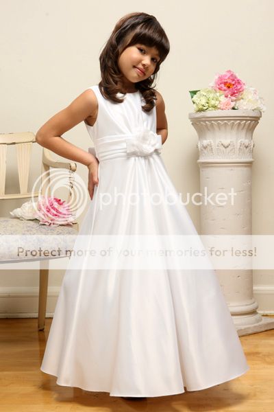 Pageant Wedding Jr Bridemaid Communion Flower Girls Stunning White Dress Sz 2 16