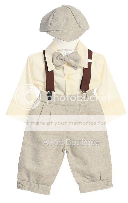New Baby Boys Ivory Tan Knickers Vintage Suit Outfit Set Easter Christmas 0 4T