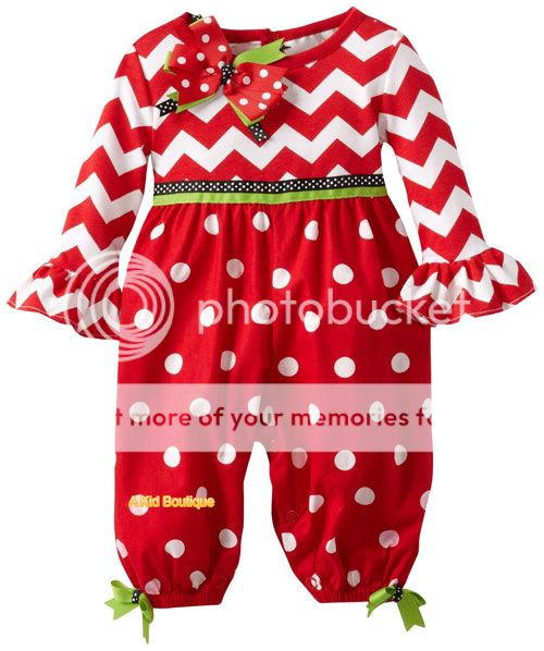 RARE Editions Girls Christmas Red White Chevron Dots Party Pant Overall 2T 4T