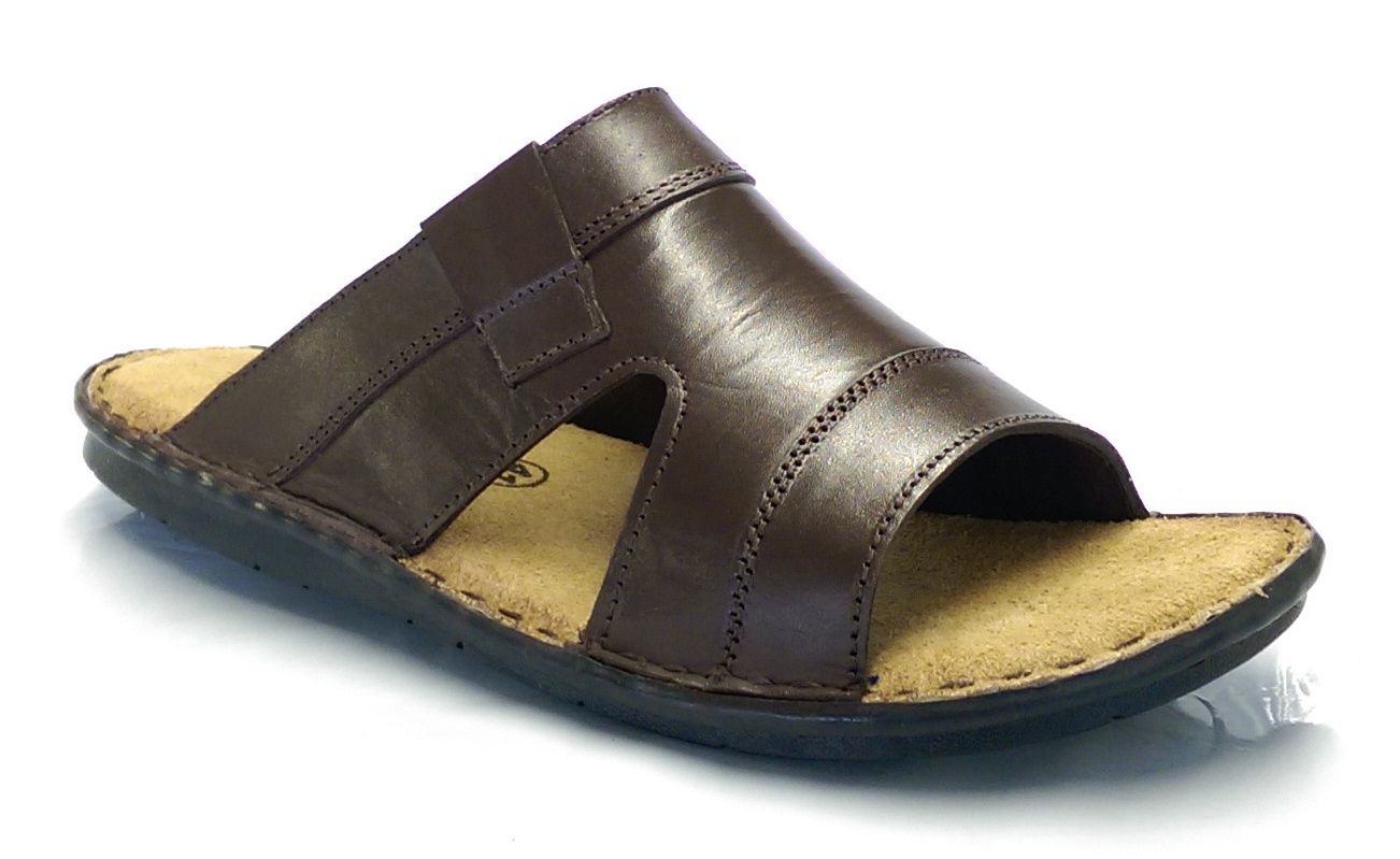 Mens New Real Soft Leather Slip On Walking Summer Beach Mules Sandals ...